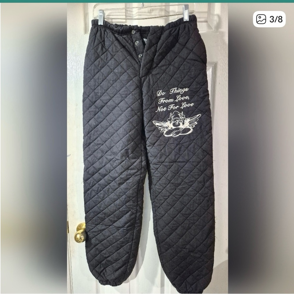 Boys Lie Black Quilted Pants with White Logo - Picture 3 of 8